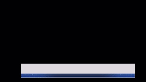 A white and blue rectangle Logo transition element on a black screen from the bottom side from the Reporter Collection - Broadcast News Playback Element