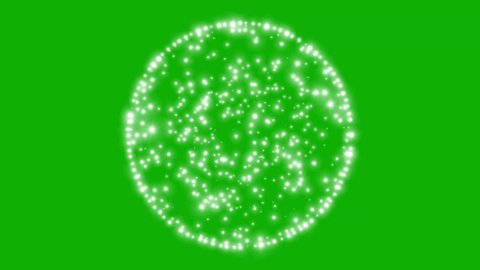 Flitter particles circle motion graphics with green screen background