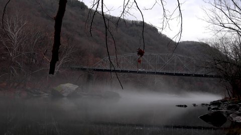 4K West Virginia Dolly with Bridge and Fog