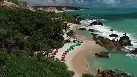 Conde, Paraíba, Brazil - 12 07 2021: Aerial view of Tambaba Beach 