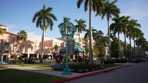 Boca Raton, FL, USA - December 19, 2021: 4k stock video Mizner Park Boca Raton FL