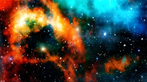 Colorful energy pattern galaxy concept sparkling in space. 3D abstract space background animation, sparkling light, projection, circle of sparkling star particles. 4K resolution