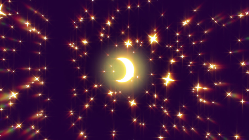 looped 3d animation of swirling stars around the moon Royalty-Free Stock Footage #1084411411