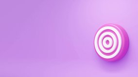 The arrow flies to the target on a lilac background. Business concept. Minimal modern motion design. Abstract animation