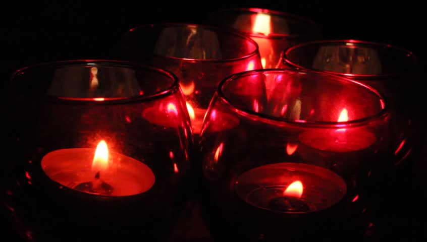 Red Votive Candles Burning and Stock Footage Video (100% Royalty-free ...