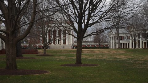 Charlottesville, VA, USA - 12 11 2021: The Rotunda on the University of Virginia, UVA campus designed by Thomas Jefferson.