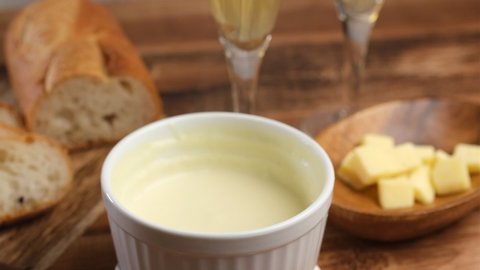 Soak bread in warm cheese fondue