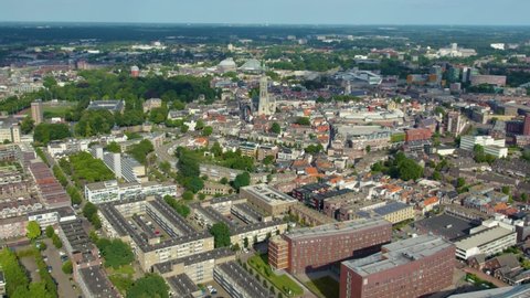 Aerial view around the city Breda in netherlands on a sunny day in summer