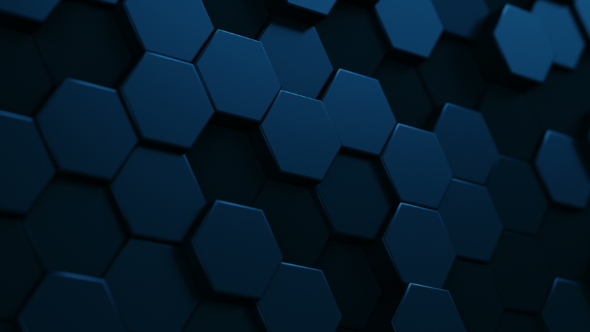 Abstract Hexagon Geometric Surface Loop 5 Dark Blue. Minimal hexagonal grid pattern animation in deep blue. Clean background with glossy steel blue hexagon shapes. Seamless loop.
 | Shutterstock HD Video #1084449127