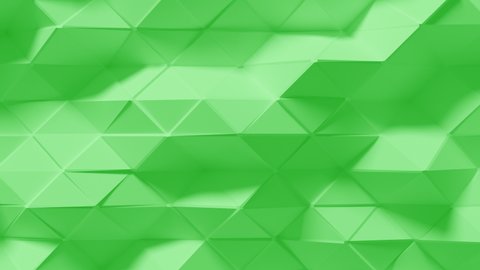 Abstract Polygonal Geometric Surface Loop 8 Light Green. Triangular polygon mesh in fresh mint green. Smooth low poly motion background. Minimal 3D animation. Seamless loop.
