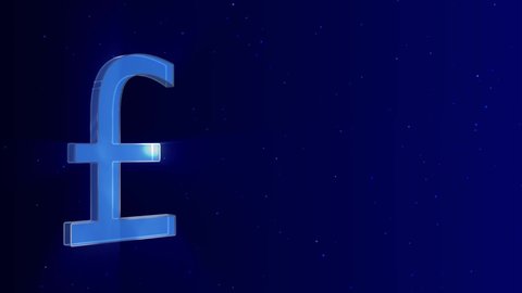 3d pound sign on blue background,loop animation,shinny and glowing particles,economy and money concept background