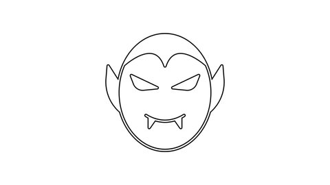 Black line Vampire icon isolated on white background. Happy Halloween party. 4K Video motion graphic animation.