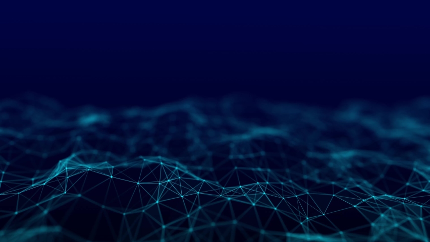 Technological wave of dots and lines. Technology background concept. Network connections. Big data visualizations. 3D rendering.	
