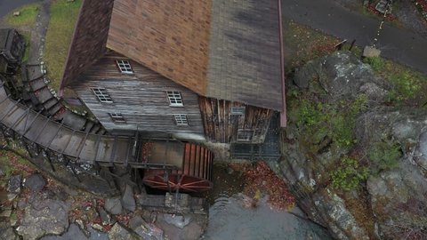 Glade Creek and Grist Mill Coming Down Drone