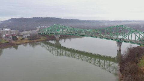 Green Bridge over Ohio Rover Aerial 4K
