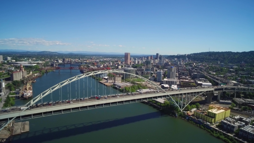 Aerial showcasing Portland Oregon