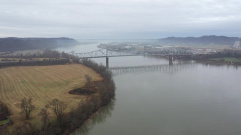 4K Drone of Ohio River and Bridge