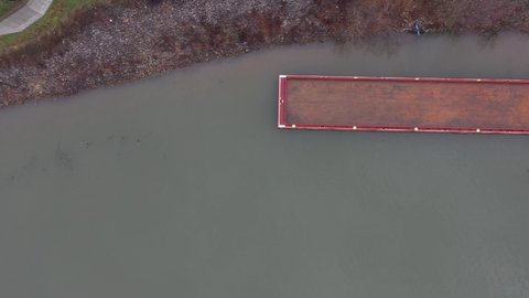 4K Aerial of Barge and River