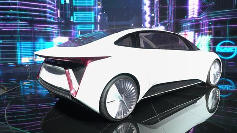DUBAI, UNITED ARAB EMIRATES - DECEMBER 2021: Futuristic self-driving concept car "Kun" at China Pavilion, Expo 2020 Dubai