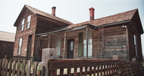 Historic wooden home from the old western days during the gold rush in America