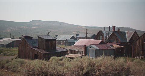 Industrial mining area in the old western town of Bodie, California from the gold rush era