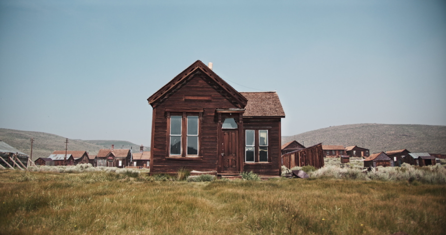 Old western historic wooden house in a ghost town in the California desert Royalty-Free Stock Footage #1084502725