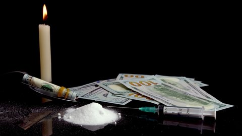 Drug Addiction, Snorting Drugs and Drug Overdose concept