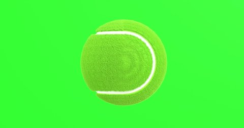 3d render of tennis ball rotating in motion on green screen,Animation Looped