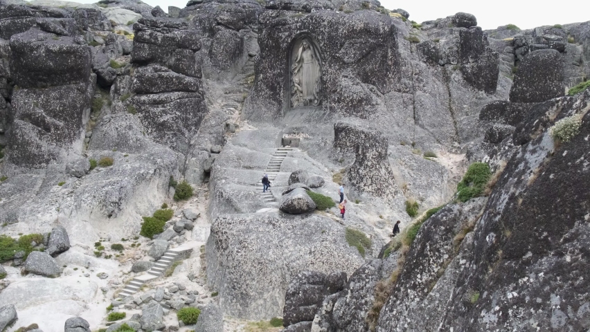 Tourists walking from Lady of Good Star in Portugal.