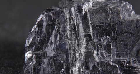 Panorama galena mineral on a black background. Lead ore.