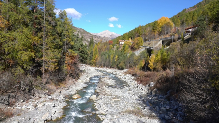 Beautiful panoramic sight near Sestriere, Province of Turin, Piedmont, Italy.
