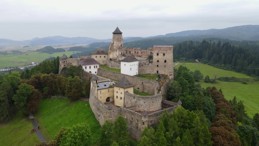 Aerial view of the castle in Stara Lubovna, Slovakia