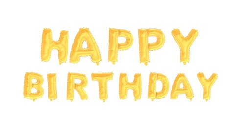 Happy Birthday Celebration Helium Balloon with Loop Animation. Alpha Matte Channel.