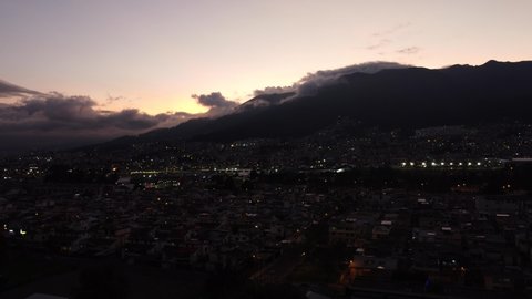 Dusk shot of Quito Ecuador northern sector in 4k ideal for advertising, tourist, and academic video projects.