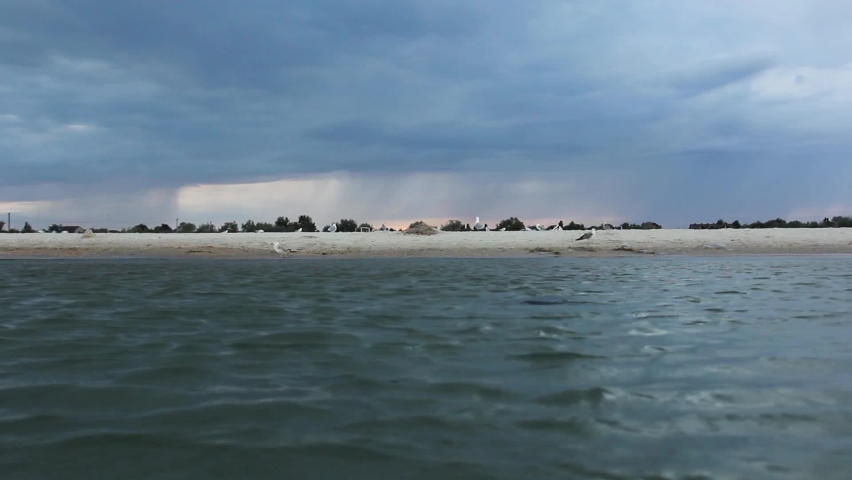Beautiful sea. View of the coast from the sea. Video of the sea