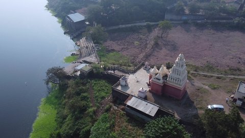Aerial view of a Hindu Temple at Tulapur near Pune India.