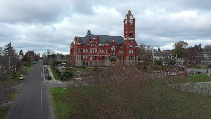 Cinematic 4K aerial drone pedestal shot of Port Townsend