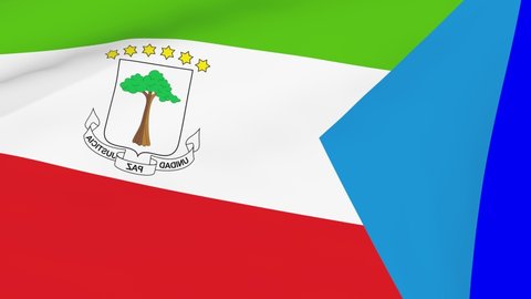 Equatorial Guinea waving flag transition 4k and 1080 HD seamless loop animation. 3d animation over blue screen for video transition. Realistic Equatorial Guinea Flag. Flag 3d rendering