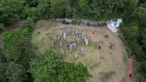 Yogyakarta Indonesia December 29, 2021 : Stonehenge Merapi The Lost World view frome above