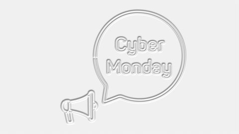 Cyber Monday text. Megaphone with text cyber monday speech bubble banner. Loudspeaker. 4K video motion graphic