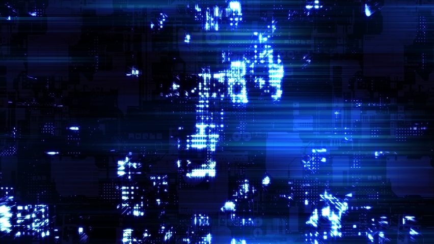 Blue lighting technologic cyberpunk digital hi-tech backdrop Royalty-Free Stock Footage #1084569601