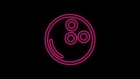 Neon line Bowling ball icon isolated on black background. Sport equipment. 4K animation.