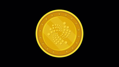 Animated Iota coin icon designed in flat icon style with Golden color, Cryptocurrency or digital currency concept icon.