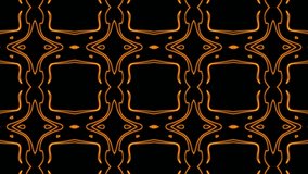 Abstract orange geometric seamless pattern background. Abstract Stripes Kaleidoscope Loop. Fast Psychedelic Colorful Kaleidoscope VJ background. Disco Abstract Motion Background. Kaleidoscope effect