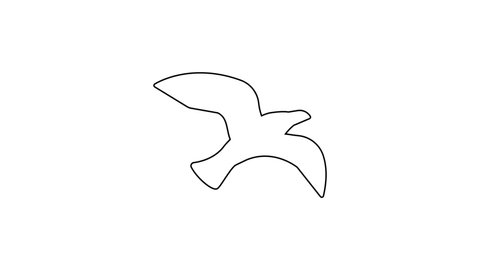 Black line Bird seagull icon isolated on white background. 4K Video motion graphic animation.