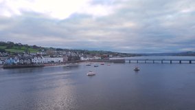 View over River Teign, Shaldon and Teignmouth from a drone, Devon, England, Europe