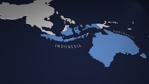 3D Rendered Animated maps of Indonesia Australia Relationship