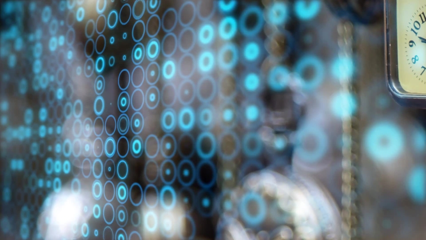 many clock a stream of luminous particles, a cycle of a stream of luminous particles. light effects moving and flexible lines in abstract style. profit energy meditation