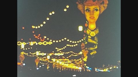 BLACKPOOL, UNITED KINGDOM 1967: Blackpool Illuminations festival light show in 60's