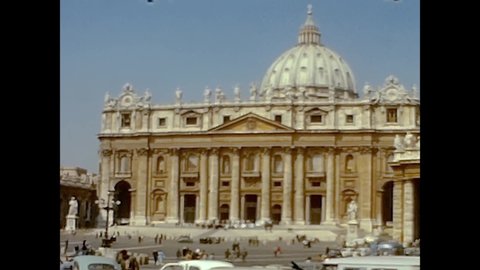 ROME, ITALY 27 MAY 19 1964: San Pietro square in Rome in 60's